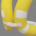 Yellow And White Inflatable Swim Rings Stacked For Summer Pool Use