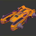 Yellow Futuristic Vehicle With Streamlined Design Black Stripes Number 96 And Thruster Components