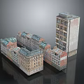 Vintage And Modern Architectural Models With Detailed Roofs And Brick Walls