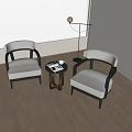 Single sofa leisure table and chair combination 3d model