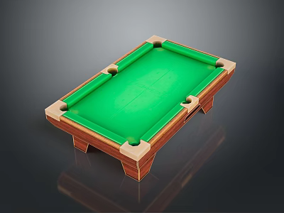 Standard Billiard Table With Green Felt Top And Wooden Frame Pockets 3d model