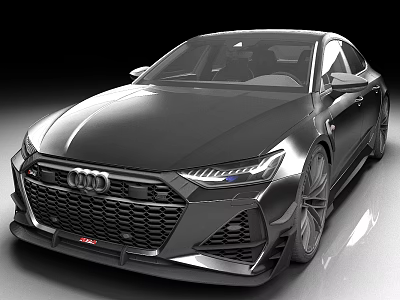 Audi Black Sporty Car With Modern Front Grille Headlights And Wheels Design 3d model