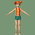3D Character With Orange Hair Yellow Tank Top Red Suspenders Green Shorts And Green Background