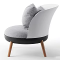 Modern Single Sofa With Gray Fabric Black Base Wooden Legs And Ottoman