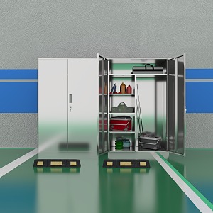 Stainless steel garage cabinet 3d model