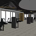 Modern Fitness Gym Interior With Treadmills Workout Equipment Spacious Area And Large Windows