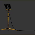 Yellow Dual Head Lighting Set With Tripod Stand For Work Illumination 3d model
