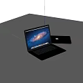 Apple MacBook Laptop With Open Galaxy Screen Display And Silver Body Design