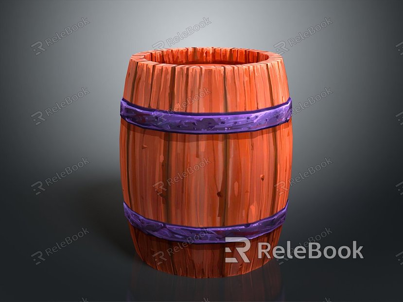 Wooden Barrel Water Barrel Old Wooden Barrel Water Barrel Pot Container Realistic Model Cartoon Model PBR model