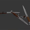 Medieval Weapon Set Including Sword And Knives With Wooden Handles Metal Blades And Sheath