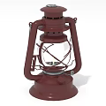 Vintage Style Deep Red Candle Lamp With Metal Frame And Glass Shade
