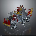 Red Yellow Multi wheeled Combat Vehicle Weapon System With Front Armament And Top Turret
