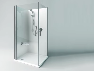 Modern Shower Enclosure With Shower Head And Handheld Sprayer Glass Door White Design 3d model