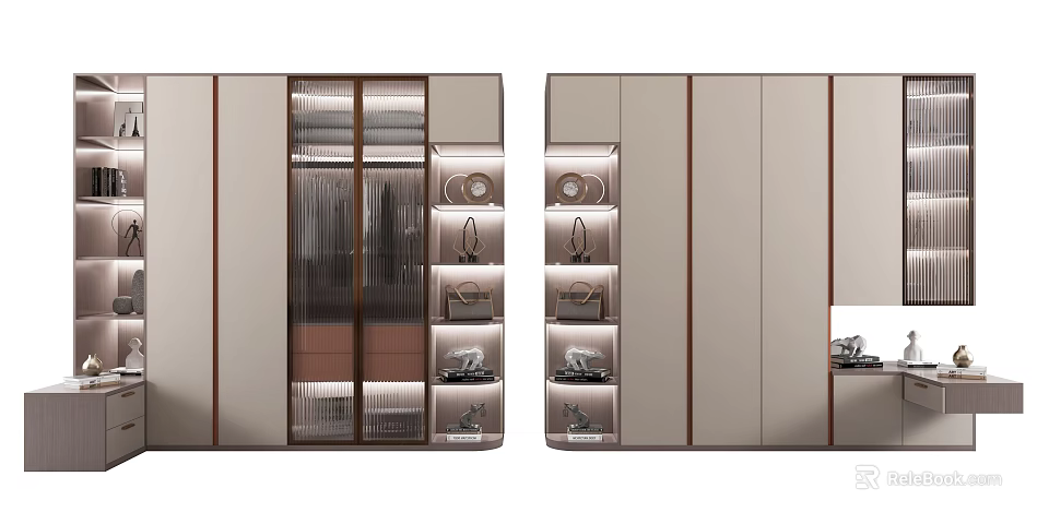 Modern Wardrobe Interior Design With Mirrored Doors And Ample Storage Space 3d model