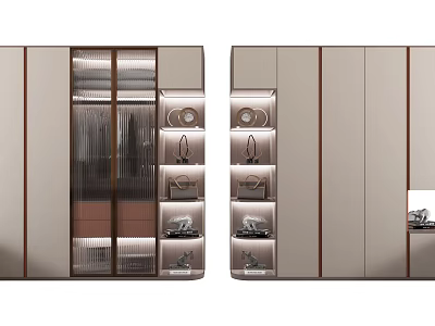 Modern Wardrobe Interior Design With Mirrored Doors And Ample Storage Space 3d model