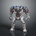 Mechanical Robot Character With Metallic Armor Structure And Red Accent Design Details 3d model