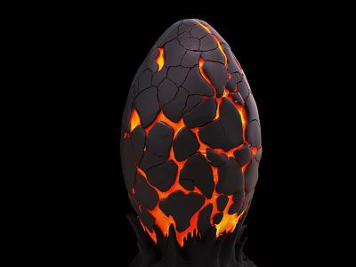 Mystical Game and Movie Character Lava Cracked Egg With Glowing Interior On Dark Background 3d model