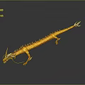 Golden Mythical Dragon With Long Tail Shiny Scales And White Mane