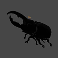 Mythical Black Beetle Game Character With Large Pincers And Yellow Horns