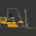Yellow Industrial Forklift With Modern Cabin Design And Control Features