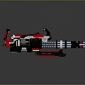 3D Model Heavy Weapon With Red Black Spiral Barrel And Metallic Finish