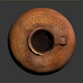 Artisan Crafted Orange Clay Sculpture Jar With Textured Surface And Handle