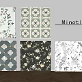 Different Style Decorative Floor Tiles With Floral Geometric And Leaf Patterns 3d model