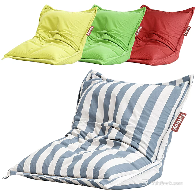 Colorful Stylish Bean Bag Chair With Striped Design And Multiple Color Options For Home 3d model 