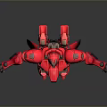 Detailed Red Mech Robot Game Movie Character With Outstretched Arms And Mechanical Design