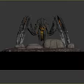 Detailed Mythical Spider Creature Model With Glowing Parts And Stone Base
