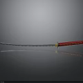Japanese Katana Weapon With Red Handle Shiny Blade And Gold Accents