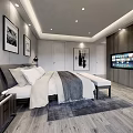 Modern Hotel Guest Room With Comfortable Bed Sofa Decorative Paintings And Wooden Flooring