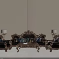 Luxurious Classical Leather Sofa Set and Coffee Table with Ornate Carvings Decorative Pillows