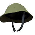 Classic Green Helmet With Two Rivets Curved Brim And Black Strap Design