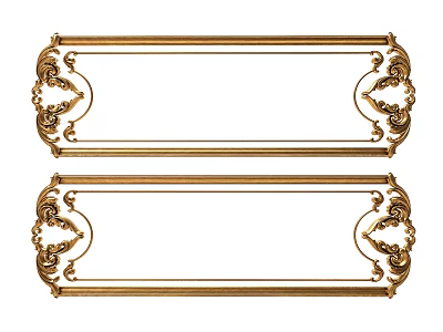 Golden Carved Decorative Frames With Ornate Floral Patterns And Intricate Designs 3d model
