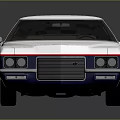 Classic Two Door Silver Car With Black Roof Blue Red Stripes And Chrome Wheels