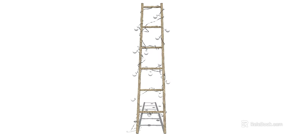 Ladder Style Storage Shelf With Decorative Ornaments For Home Decor 3d model 