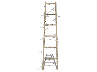 Ladder Style Storage Shelf With Decorative Ornaments For Home Decor 3d model