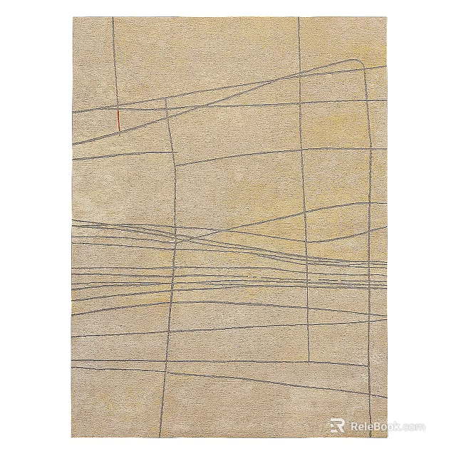 Beige Wall with Abstract Gray Lines Pattern in Modern Interior Design 3d model 