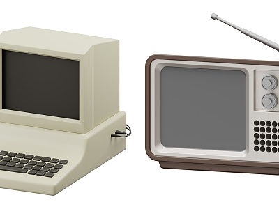 Old-fashioned computers, old-fashioned televisions, old-fashioned appliances model