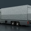 Modern Large Cargo Truck With Silver Gray Body And Long Trailer Design