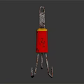 Heavy Duty Metal Claw Hardware Tool With Red Handle And Rusted Metal Prongs