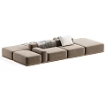 Cozy Light Brown Modular Sectional Sofa with Throw Pillows and Blanket for Modern Living Room