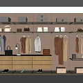 Modern Wardrobe Organization with Hanging Clothes Bags Boxes Drawer Cabinet and Shoes