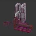 Industrial Machinery With Large Drum Metal Pipes Red Frame And Mechanical Structure