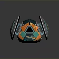 Futuristic Mechanical Device With Teal Orange Geometric Patterns And Sleek Side Panels 3d model