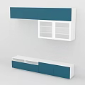 Modern Blue And White Kitchen Cabinets With Upper Lower Design And Open Shelves