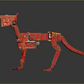 Red Robotic Dog With Mechanical Structure And Detailed Metallic Parts Design