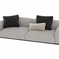 Modern Gray Sofa Set With Black And Beige Pillows And Metal Legs