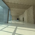 Spacious Modern Hotel Lobby With Wooden Ceiling Glass And Stone Walls Light Shadow Effects